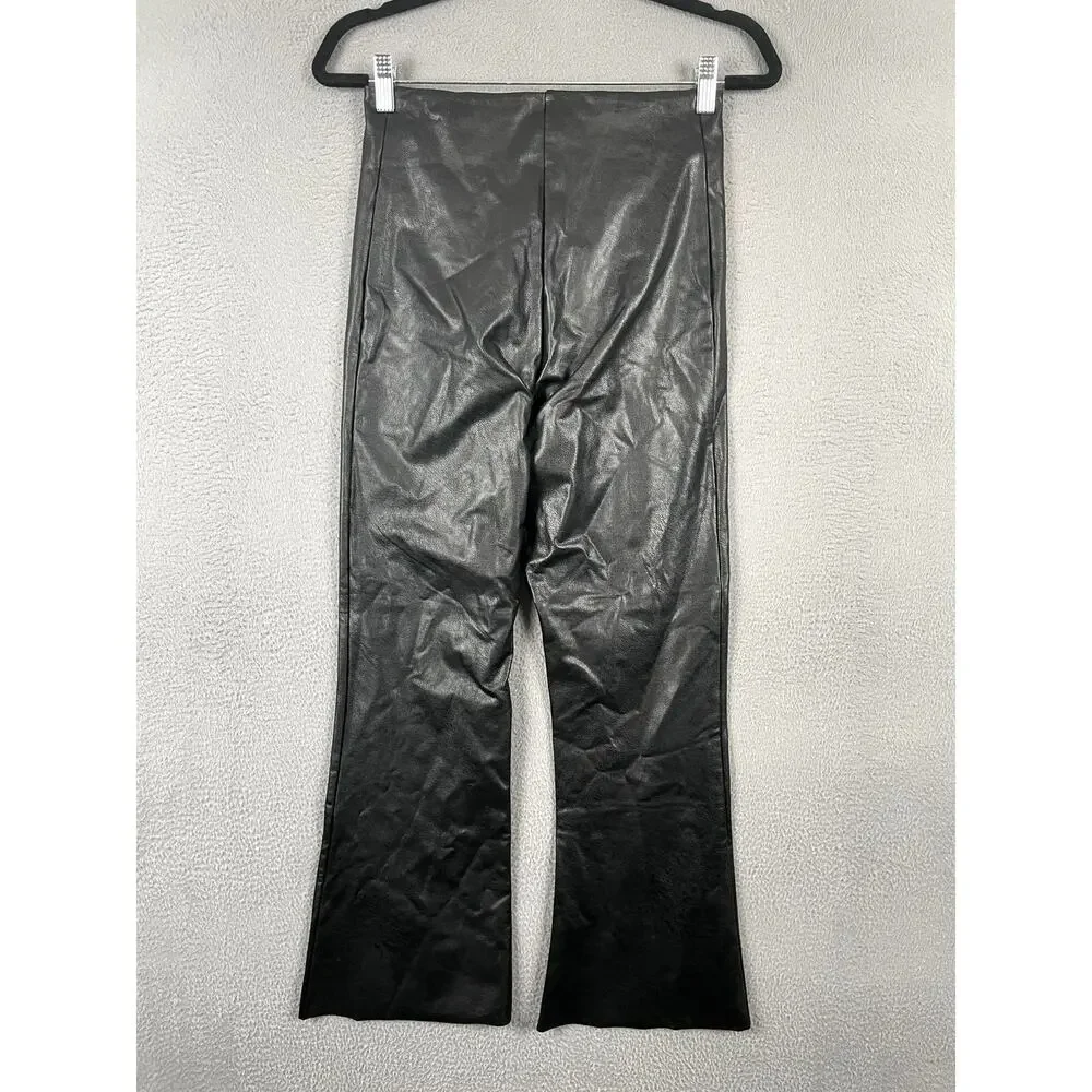 Commando Faux Leather Flare Pants Womens Large Black High Rise Pull On Stretch